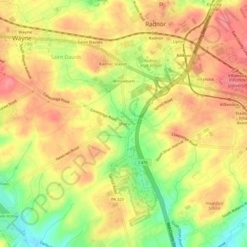Ithan topographic map, elevation, terrain