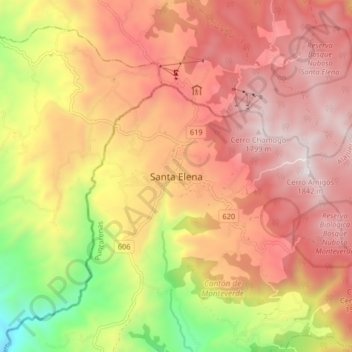 Santa Elena topographic map, elevation, terrain