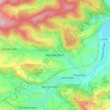 Mäckelsdorf topographic map, elevation, terrain