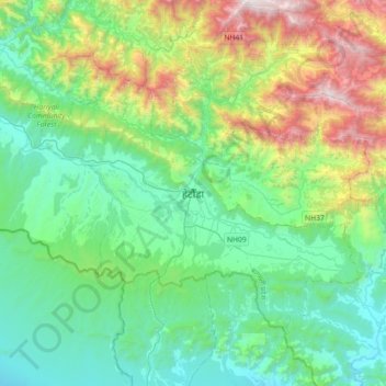 Hetauda topographic map, elevation, terrain