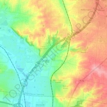 West Chester topographic map, elevation, terrain