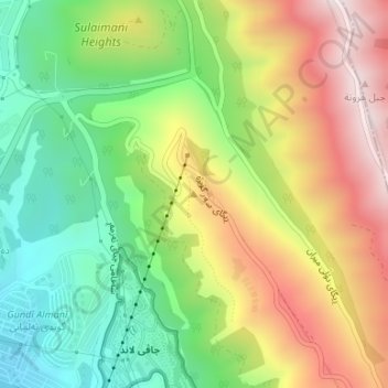 Goizha mountain range topographic map, elevation, terrain