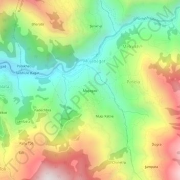 Mujagau topographic map, elevation, terrain