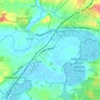 Hardham topographic map, elevation, terrain