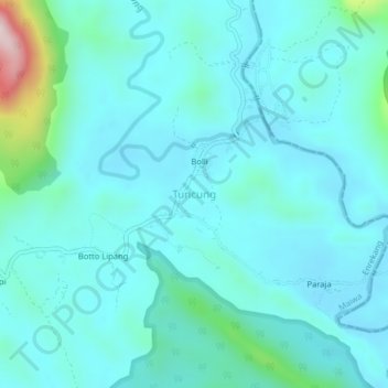 Tuncung topographic map, elevation, terrain