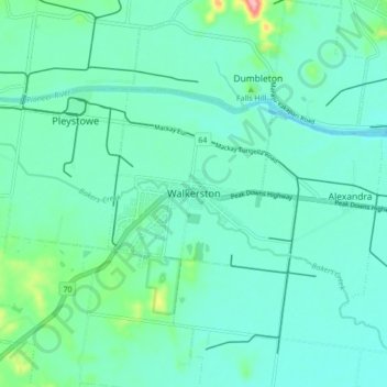 Walkerston topographic map, elevation, terrain