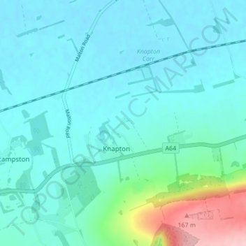 East Knapton topographic map, elevation, terrain