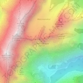 3. Watzmannkind topographic map, elevation, terrain