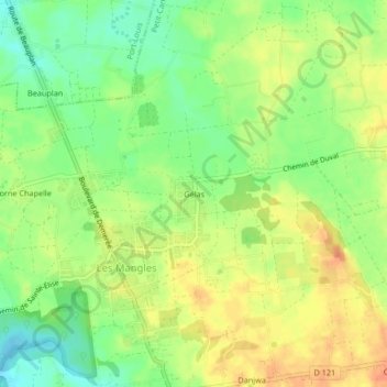 Gélasse topographic map, elevation, terrain