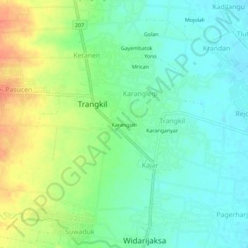 Karangjati topographic map, elevation, terrain