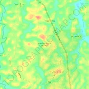 Asentamiento Santa Rosa topographic map, elevation, terrain