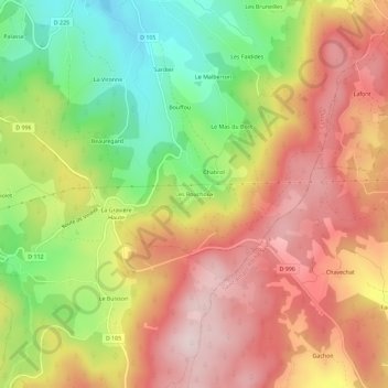 Les Rouchoux topographic map, elevation, terrain