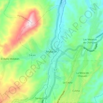 Motatán topographic map, elevation, terrain