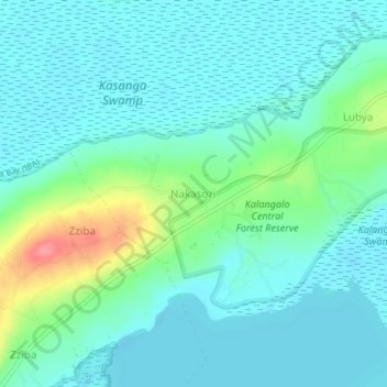 Nakasozi topographic map, elevation, terrain