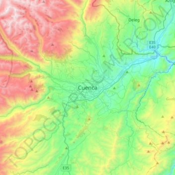 Cuenca topographic map, elevation, terrain