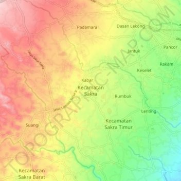 Kecamatan Sakra topographic map, elevation, terrain