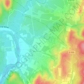 Vialat topographic map, elevation, terrain