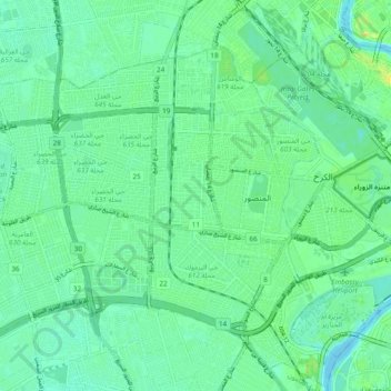 المنصور topographic map, elevation, terrain