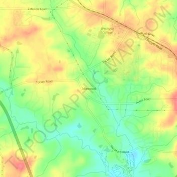 Idlewood topographic map, elevation, terrain