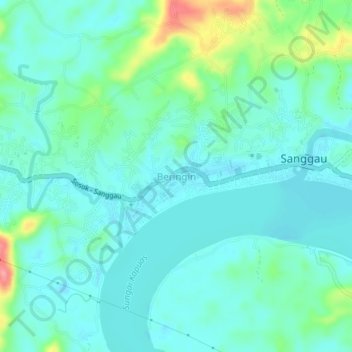Beringin topographic map, elevation, terrain