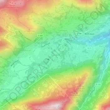 Terre Nère topographic map, elevation, terrain