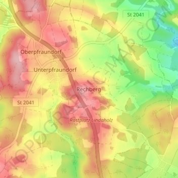 Rechberg topographic map, elevation, terrain