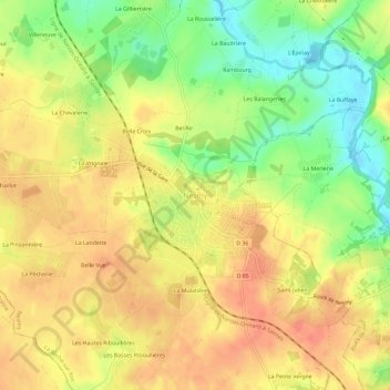 Nesmy topographic map, elevation, terrain