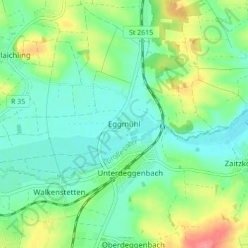 Eggmühl topographic map, elevation, terrain
