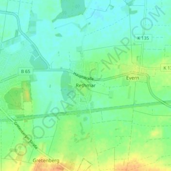 Rethmar topographic map, elevation, terrain