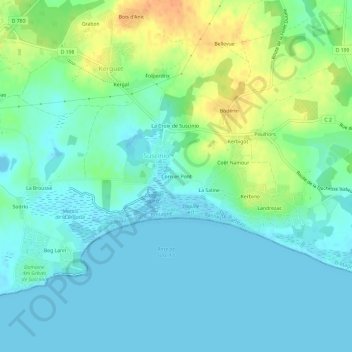 Corn er Pont topographic map, elevation, terrain