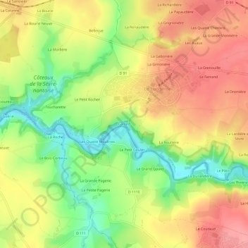 Gallard topographic map, elevation, terrain