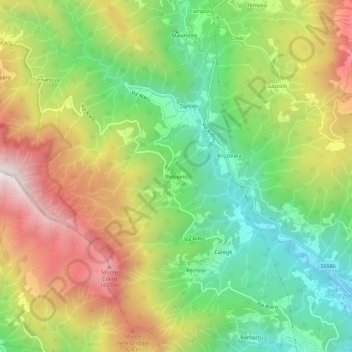 Belpiano topographic map, elevation, terrain