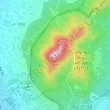 Mount Ainslie topographic map, elevation, terrain
