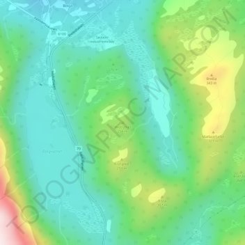 Midtfjellet topographic map, elevation, terrain