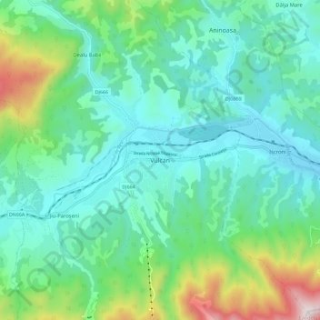 Vulcan topographic map, elevation, terrain