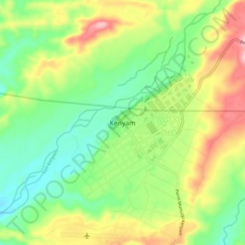 Kenyam topographic map, elevation, terrain