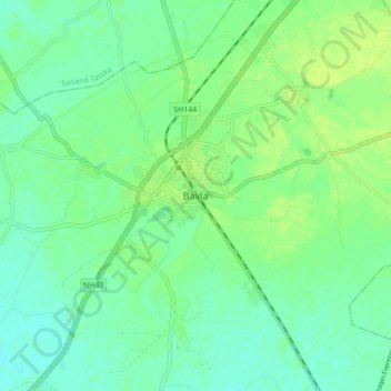 Bavla topographic map, elevation, terrain