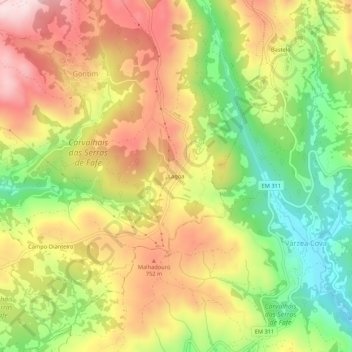 Lagoa topographic map, elevation, terrain