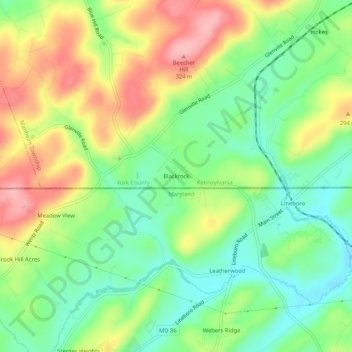 Blackrock topographic map, elevation, terrain