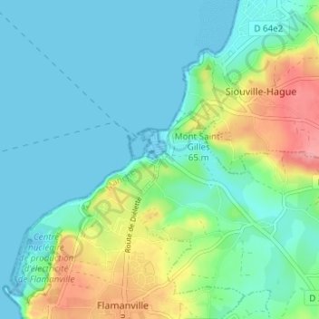 Diélette topographic map, elevation, terrain