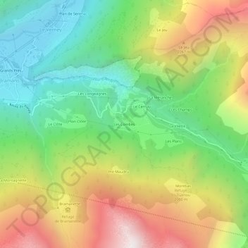 Les Combes topographic map, elevation, terrain