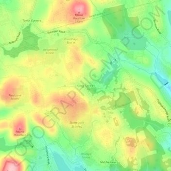 King Street topographic map, elevation, terrain