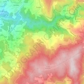 Gatão topographic map, elevation, terrain