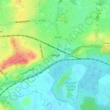 Vange topographic map, elevation, terrain