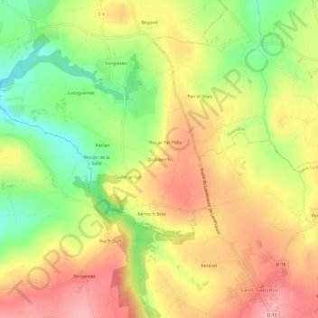 Quiliderc'h topographic map, elevation, terrain