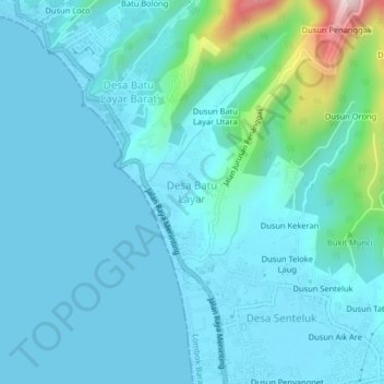 Desa Batu Layar topographic map, elevation, terrain