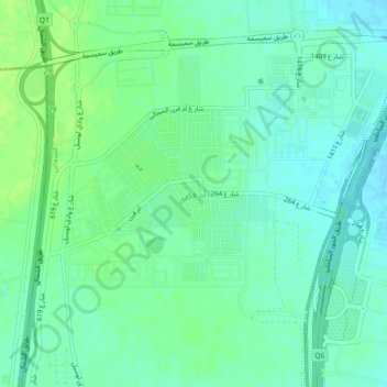 Umm Qarn topographic map, elevation, terrain