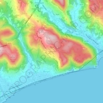 Verezzi topographic map, elevation, terrain