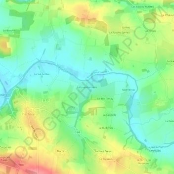 La Guesdonnière topographic map, elevation, terrain