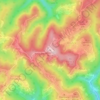 Jablance topographic map, elevation, terrain